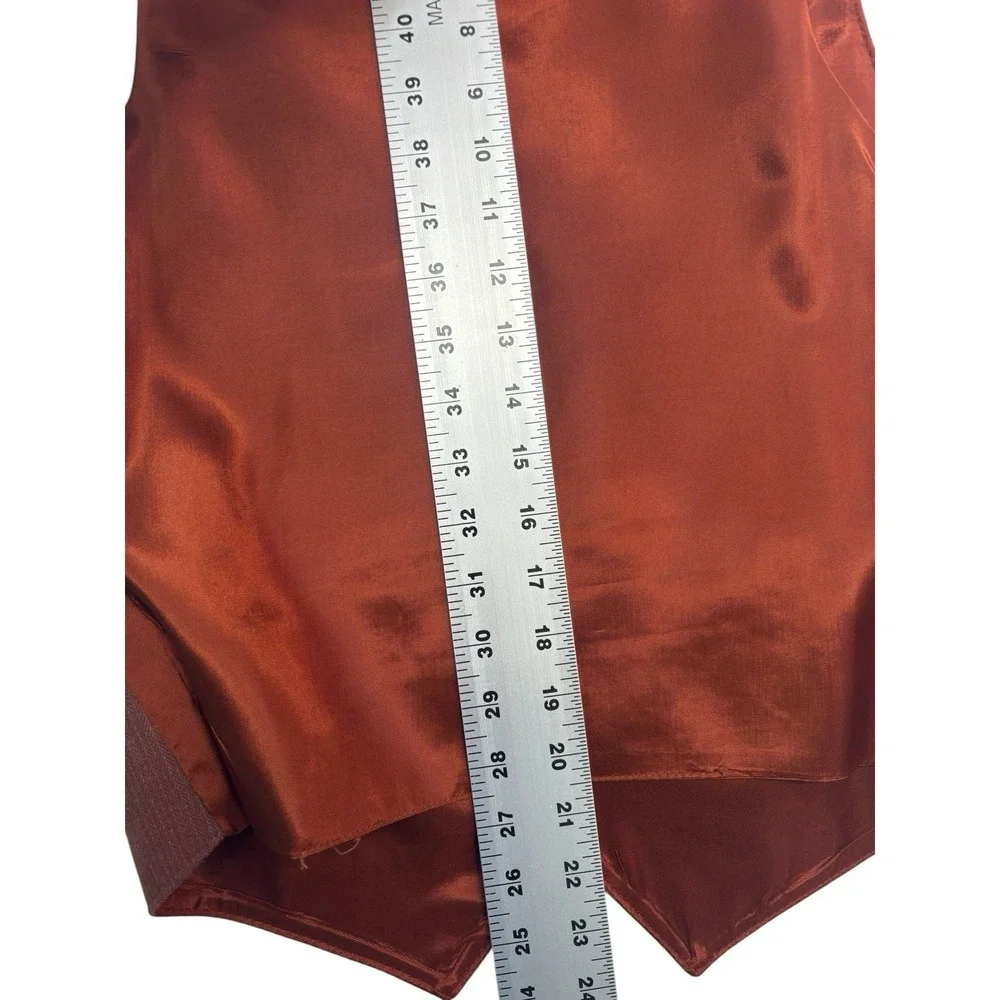 vtg 70s Rust Brown 36R Slim Suit‎ Vest Waistcoat Retro Disco Mens Cotton Blend